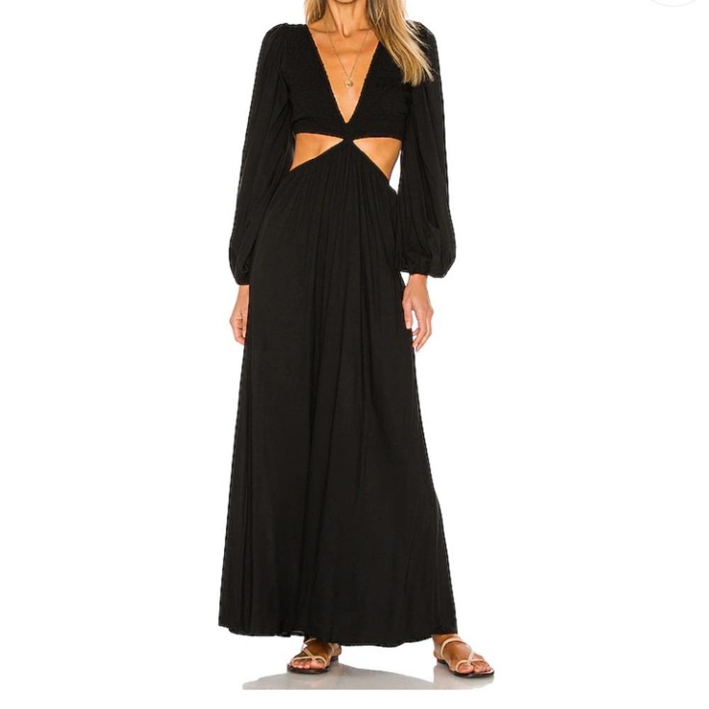 Indah Black Long-Sleeve Cutout Maxi Dress